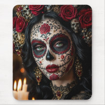 Crimson Rose Calavera – Eleganter Tag der Toten