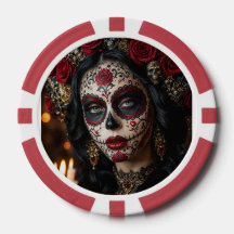 Crimson Rose Calavera – Eleganter Tag der Toten