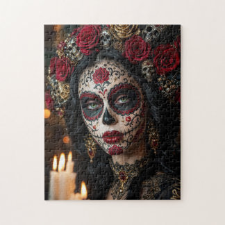 Crimson Rose Calavera – Eleganter Tag der Toten Puzzle