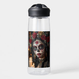 Crimson Rose Calavera – Eleganter Tag der Toten Trinkflasche