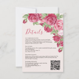 Crimson Rose Wedding Details Enclosure Card Einladung