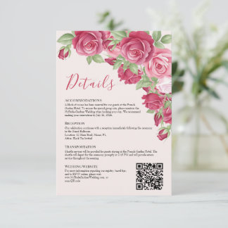 Crimson Rose Wedding Details Enclosure Card Einladung