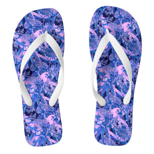Crimson Rosella Tropical Blau Flip Flops