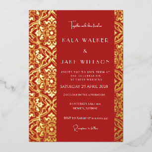 Crimson-Rot italienische Fliese (Retro-getupft)  Folieneinladung