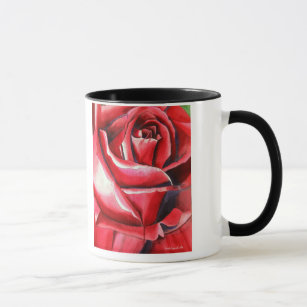 Crimson Rote Rose Aquarellkunst-Original-Kunstmakr Tasse