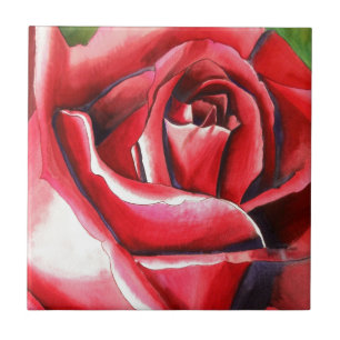 Crimson Rote Rose Originalkunstkunst Fliese