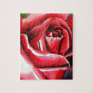 Crimson Rote Rose Originalkunstkunst Puzzle