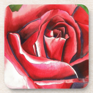 Crimson Rote Rose Originalkunstkunst Untersetzer