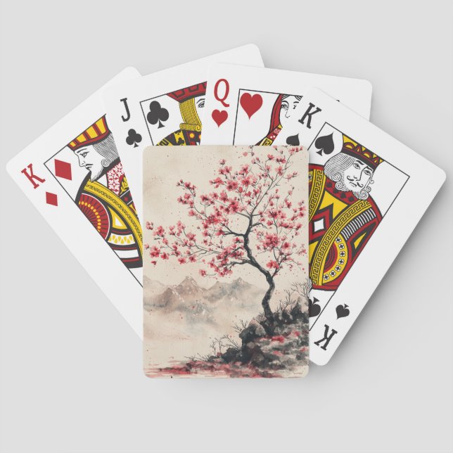 Crimson Sakura Berg Serenität (1) Spielkarten (Rückseite)