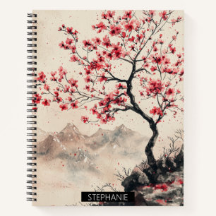 Crimson Sakura Mountain Serenity (1) Notizbuch