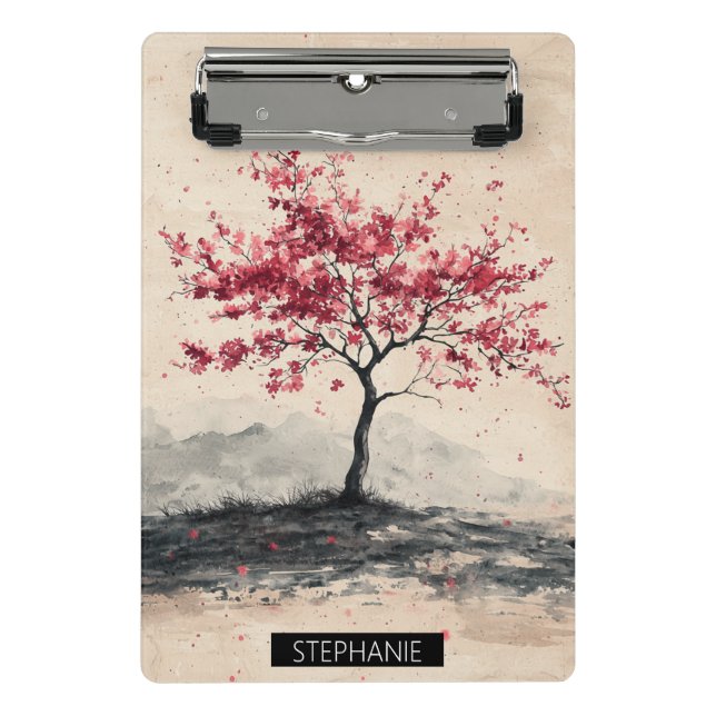 Crimson Sakura Mountain Serenity (2) Mini Klemmbrett (Vorderseite)