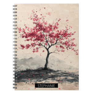 Crimson Sakura Mountain Serenity (2) Notizblock