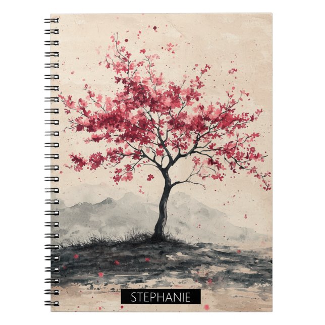 Crimson Sakura Mountain Serenity (2) Notizblock (Vorderseite)