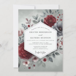 Crimson Schiefer Blütenhochzeit Einladung