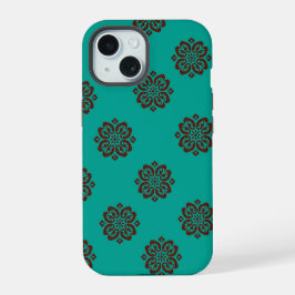 "Crimson Scrolls - Bold Elegance" iPhone 15 Hülle