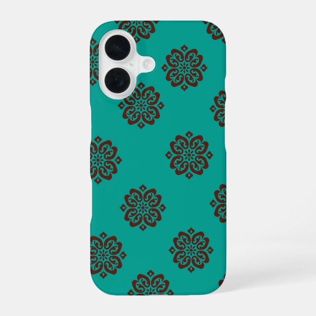 "Crimson Scrolls - Bold Elegance" iPhone 16 Hülle (Rückseite)