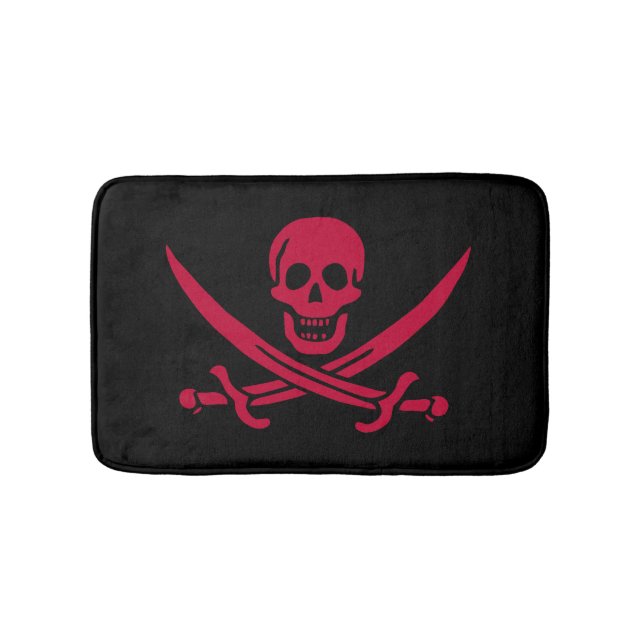 Crimson Skull & Schwerter Pirate Fahne von Calico  Badematte (Vorderseite)