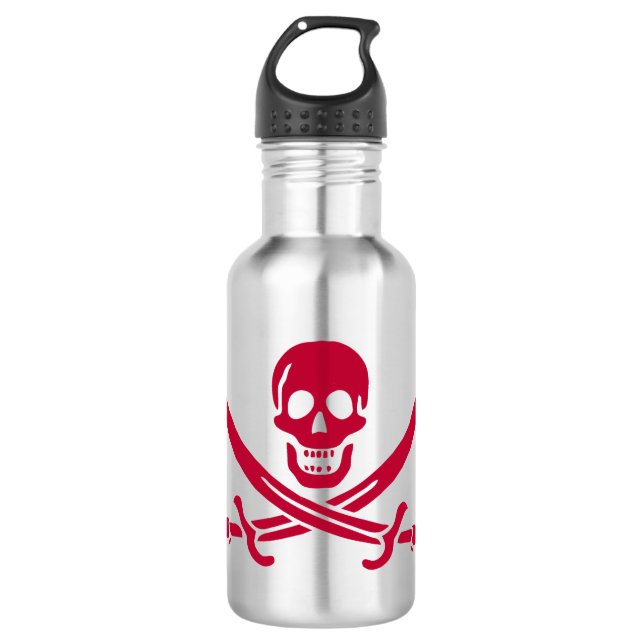 Crimson Skull & Schwerter Pirate Fahne von Calico  Edelstahlflasche (Vorderseite)