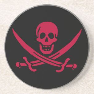 Crimson Skull & Schwerter Pirate Fahne von Calico  Getränkeuntersetzer