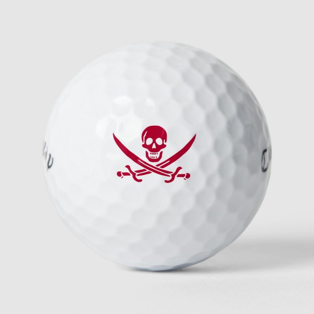 Crimson Skull & Schwerter Pirate Fahne von Calico  Golfball (Vorderseite)