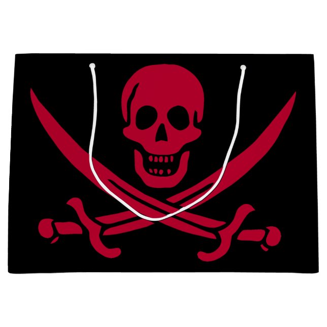 Crimson Skull & Schwerter Pirate Fahne von Calico  Große Geschenktüte (Vorderseite)