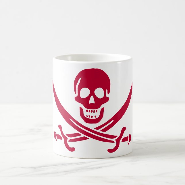Crimson Skull & Schwerter Pirate Fahne von Calico  Kaffeetasse (Mittel)
