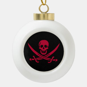 Crimson Skull & Schwerter Pirate Fahne von Calico Keramik Kugel-Ornament