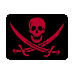 Crimson Skull & Schwerter Pirate Fahne von Calico  Magnet