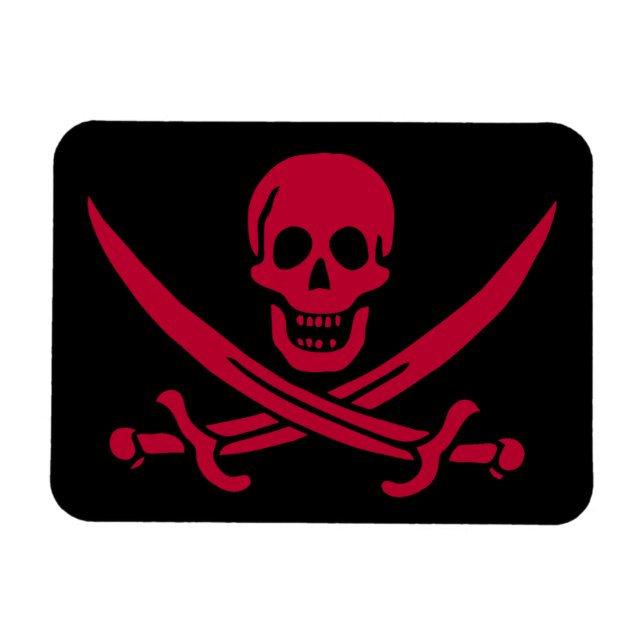 Crimson Skull & Schwerter Pirate Fahne von Calico  Magnet (Horizontal)