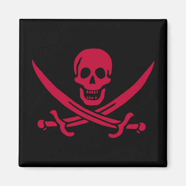 Crimson Skull & Schwerter Pirate Fahne von Calico  Magnet (Vorne)