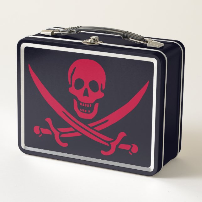 Crimson Skull & Schwerter Pirate Fahne von Calico  Metall Brotdose (Vorderseite)