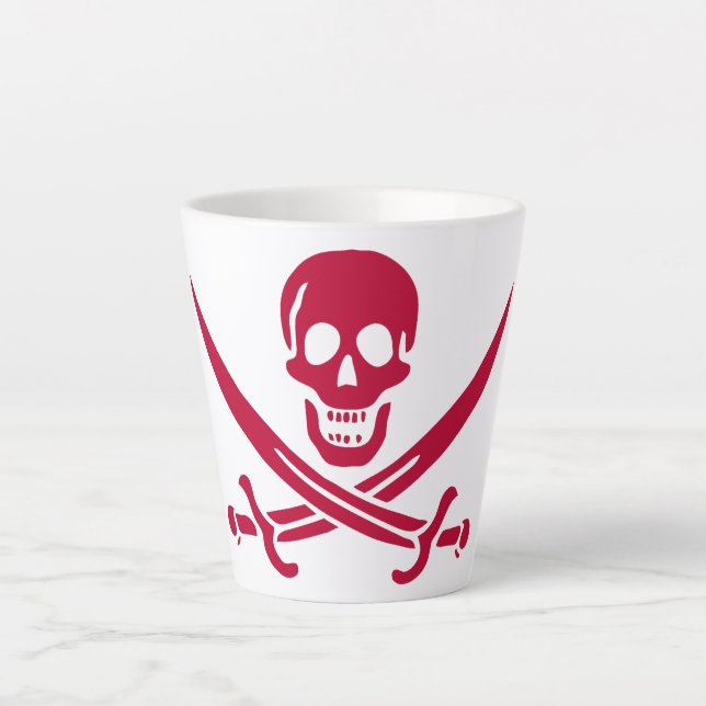 Crimson Skull & Schwerter Pirate Fahne von Calico  Milchtasse (Vorderseite)