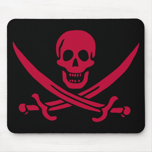 Crimson Skull & Schwerter Pirate Fahne von Calico  Mousepad (Vorne)