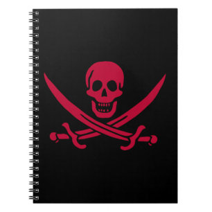 Crimson Skull & Schwerter Pirate Fahne von Calico  Notizblock