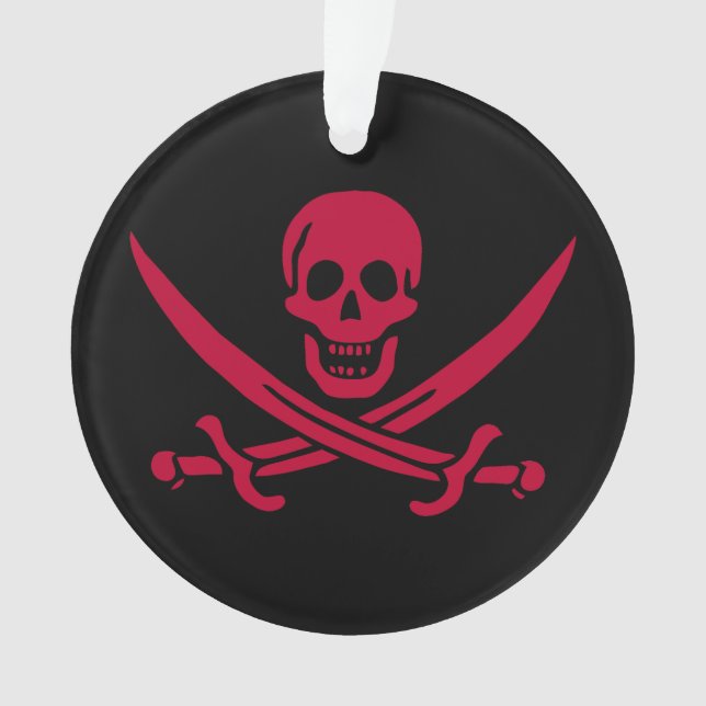 Crimson Skull & Schwerter Pirate Fahne von Calico  Ornament (Vorderseite)