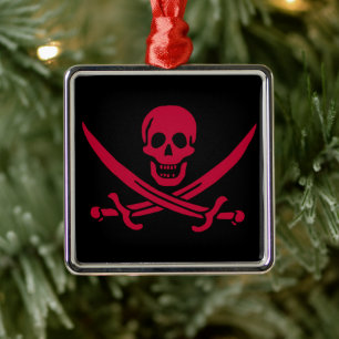 Crimson Skull & Schwerter Pirate Fahne von Calico Ornament Aus Metall