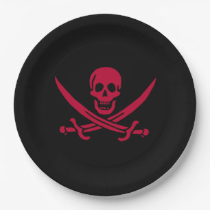Crimson Skull & Schwerter Pirate Fahne von Calico Pappteller