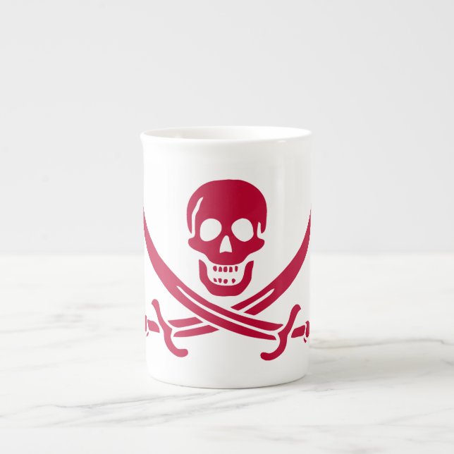 Crimson Skull & Schwerter Pirate Fahne von Calico  Prozellantasse (Vorderseite)