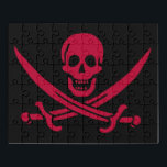 Crimson Skull & Schwerter Pirate Fahne von Calico  Puzzle<br><div class="desc">Eine niedrige Knurrschwache murrte über die Wellen, nicht vom Sturm, der am Horizont braute, sondern vom Kehle von Captain Jack. Seine dunklen Augen, die normalerweise mit Unfug glänzten, hielten einen rohen Schimmer, als er das nähernde Schiff beobachtete. Die "Rache", sein Abhang, hitzte leicht im knackigen Wasser, sein schwarzer Rumpf einen...</div>