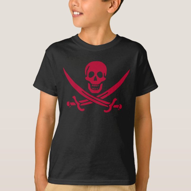 Crimson Skull & Schwerter Pirate Fahne von Calico  T-Shirt (Vorderseite)