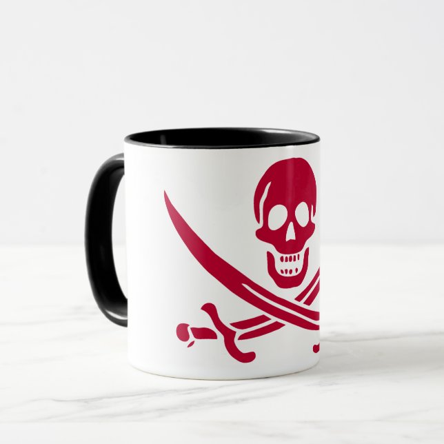 Crimson Skull & Schwerter Pirate Fahne von Calico  Tasse (Vorderseite Links)