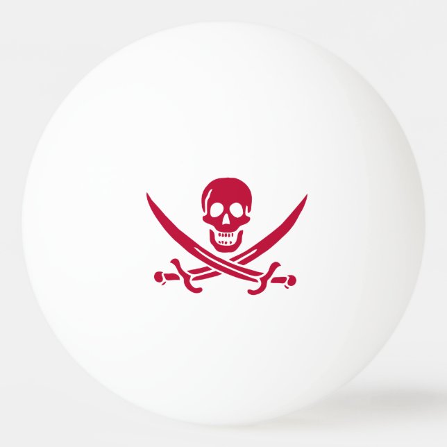 Crimson Skull & Schwerter Pirate Fahne von Calico  Tischtennisball (Vorderseite)
