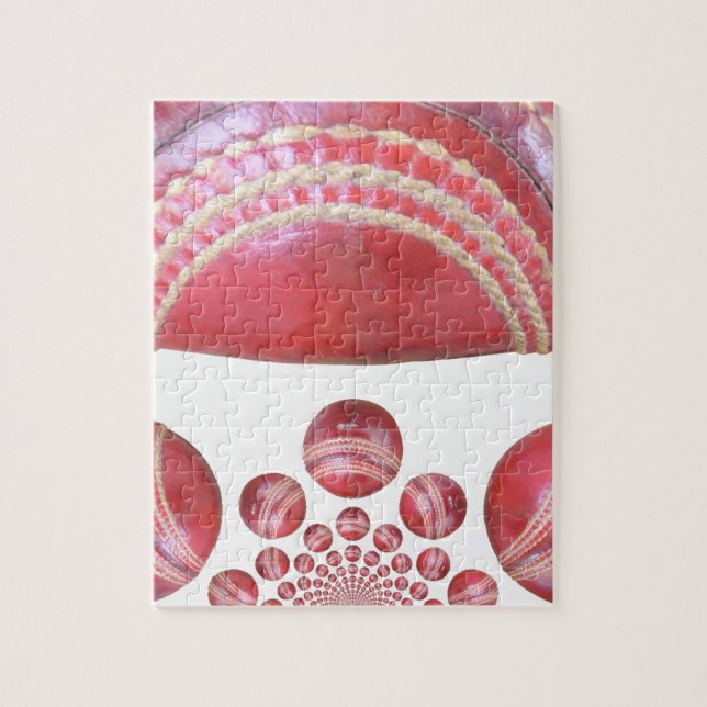 Crimson Spin - Ein wunderschöner Red Cricket Ball  Puzzle (Vertikal)