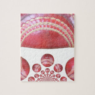 Crimson Spin – Eine schöne rote Cricketball-Kunst Puzzle
