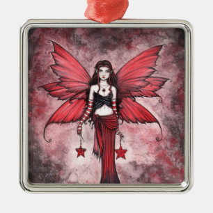 Crimson Star Christmas Fairy Ornament Aus Metall