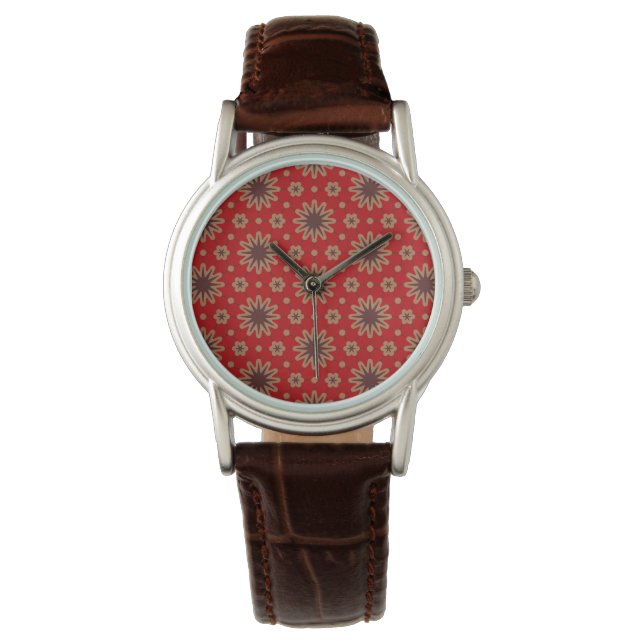 Crimson Starburst Blüte Armbanduhr (Vorderseite)