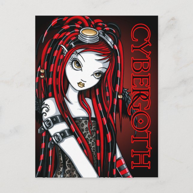 Crimson Tattoo Cybergoth Angel Postcard Postkarte (Vorderseite)
