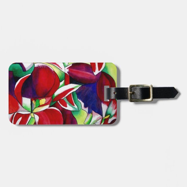 Crimson Tropical Singapur Orchids Blume Art Gepäckanhänger (Vorderseite horizontal)