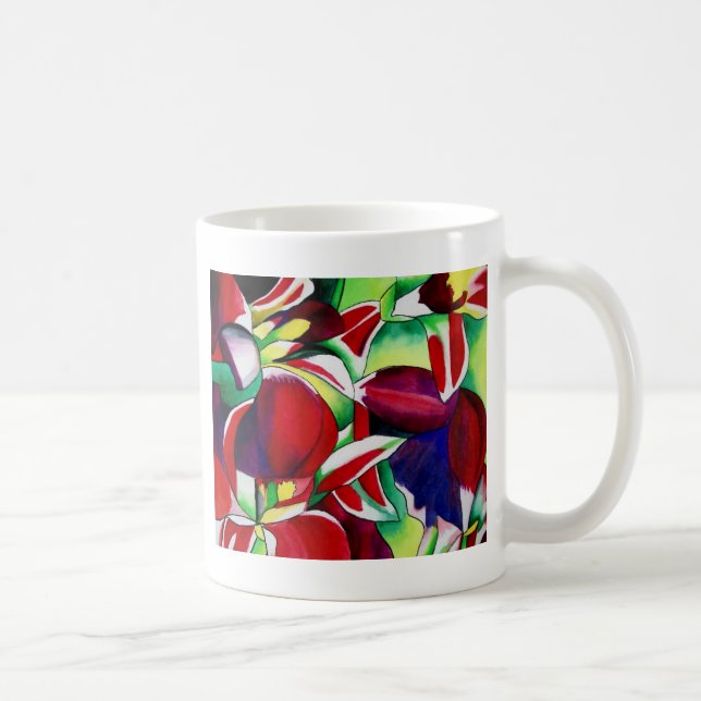 Crimson Tropical Singapur Orchids Blume Art Kaffeetasse (Rechts)