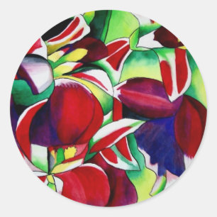 Crimson Tropical Singapur Orchids Blume Art Runder Aufkleber